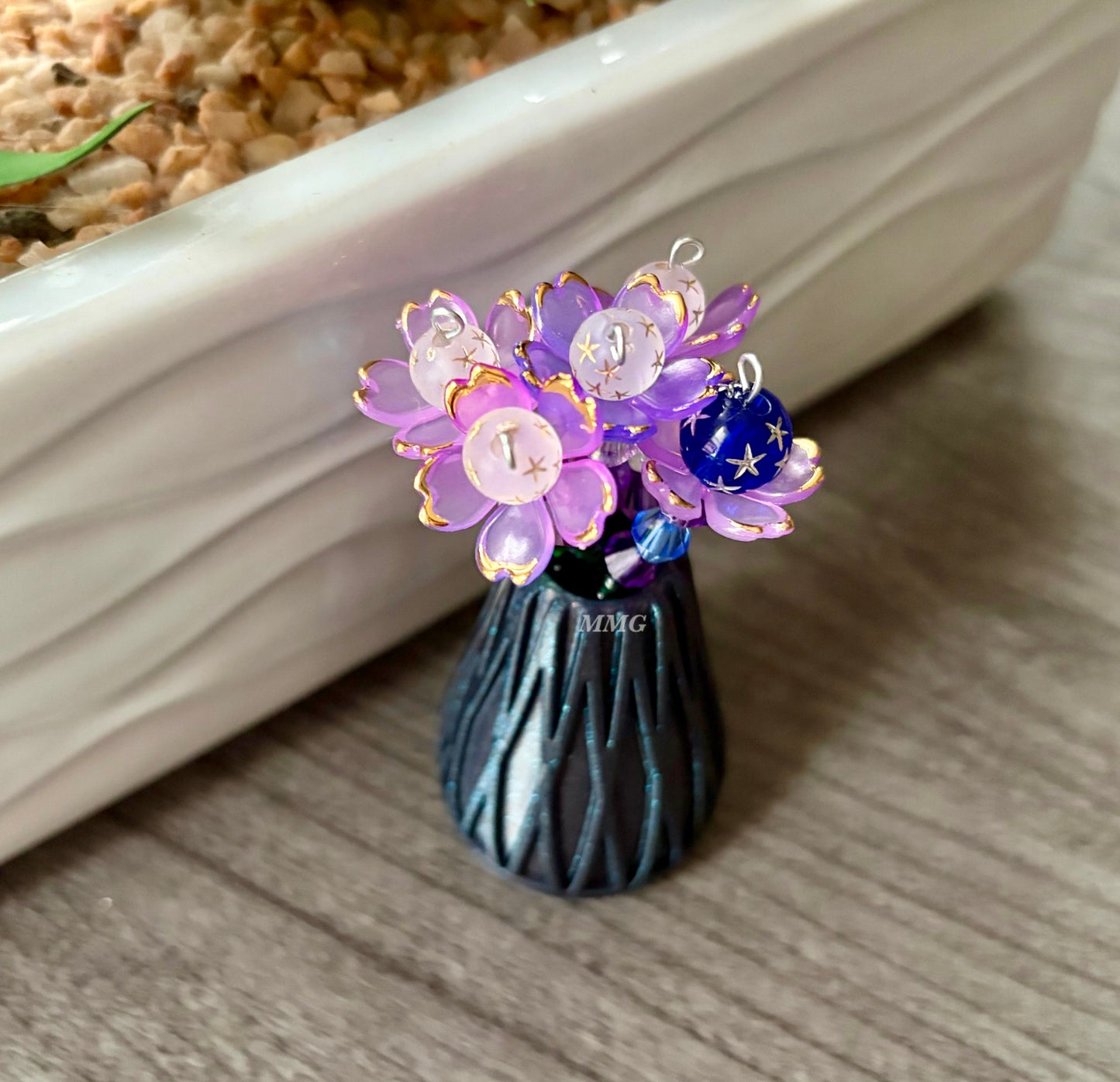 Purple Space Blossom Beaded Flowers