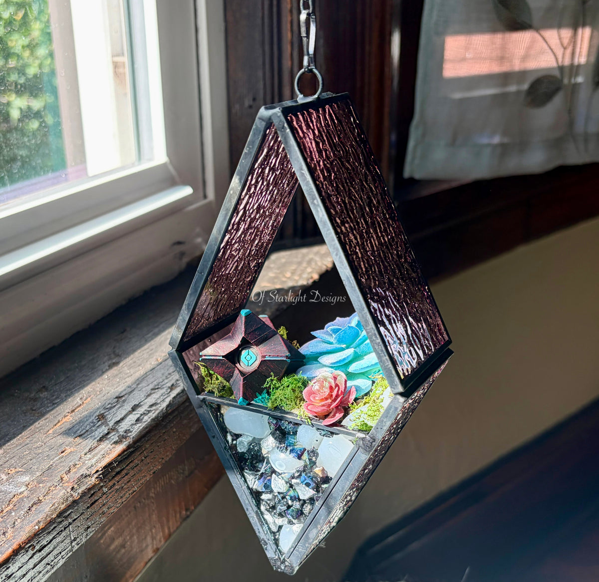 Hanging Stained Glass Little Light Terrarium