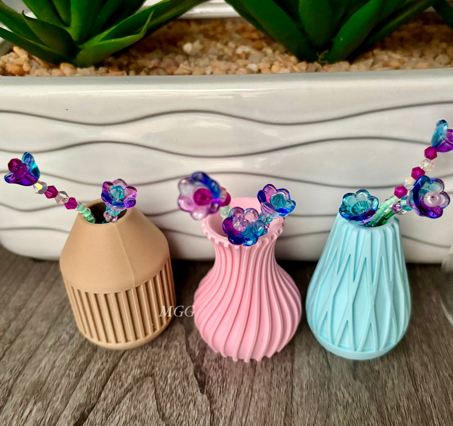 Purple/Blue Beaded Flowers