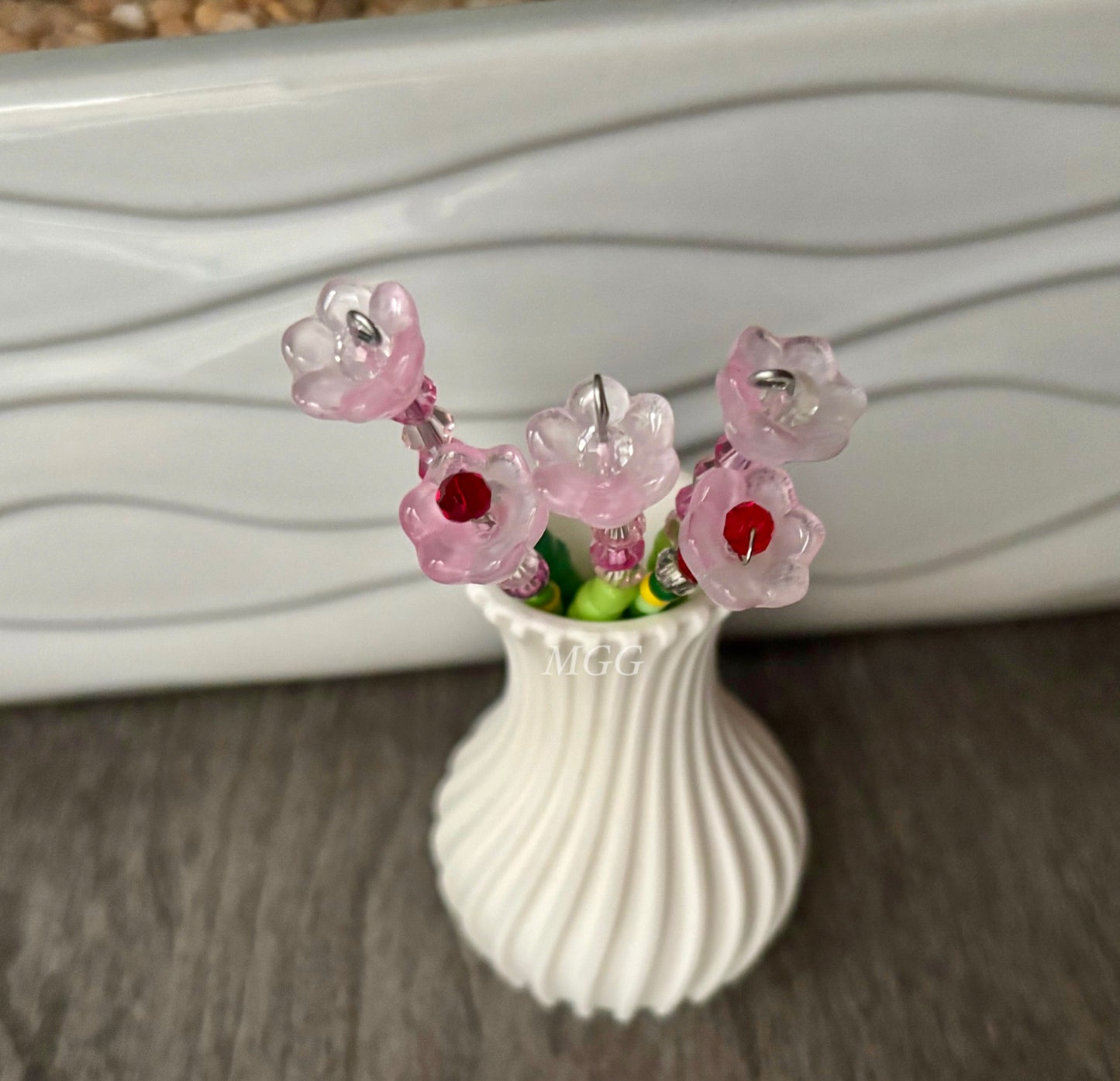 Light Pink/White Beaded Flowers