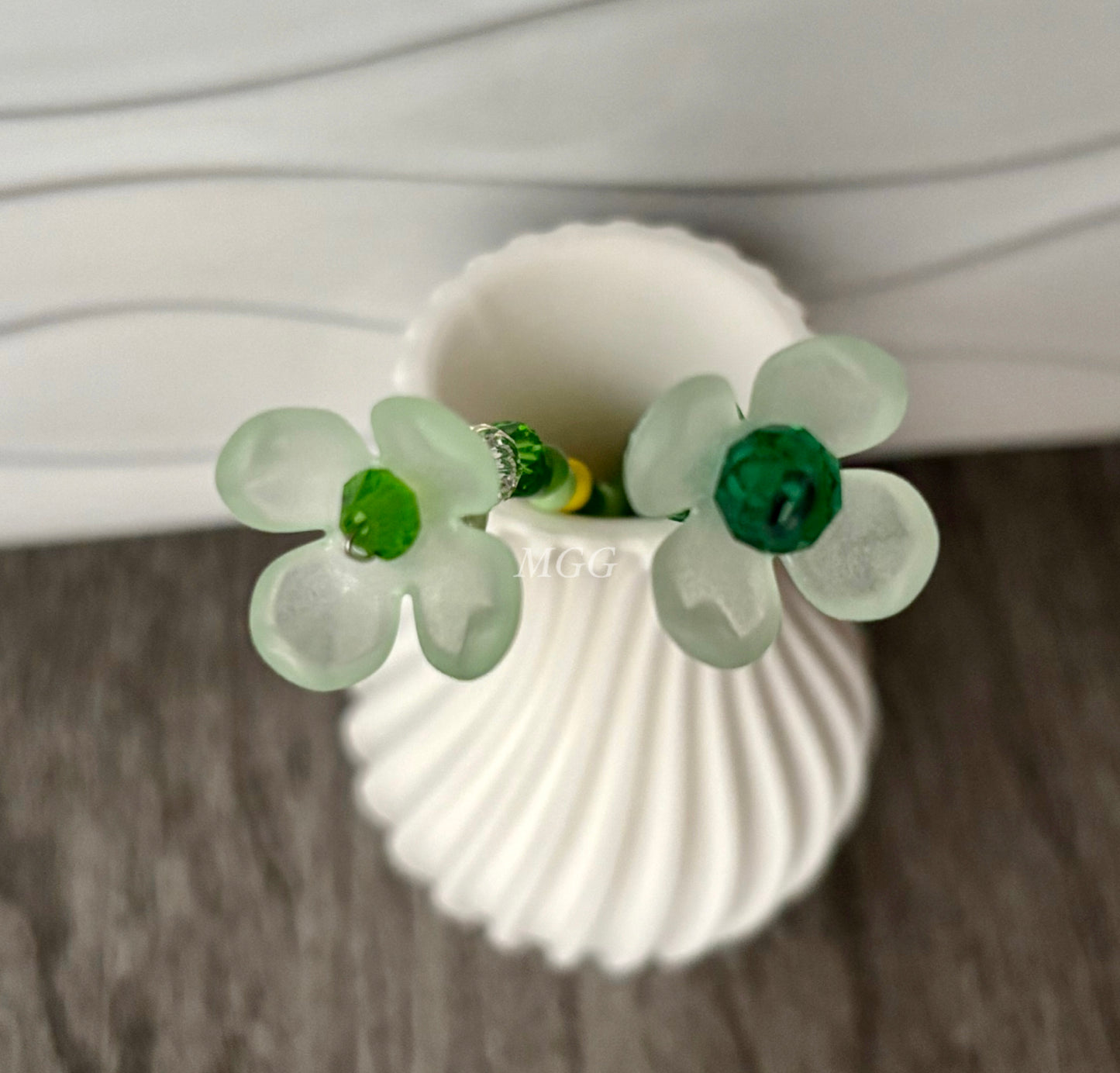 Green Blossom Beaded Flowers