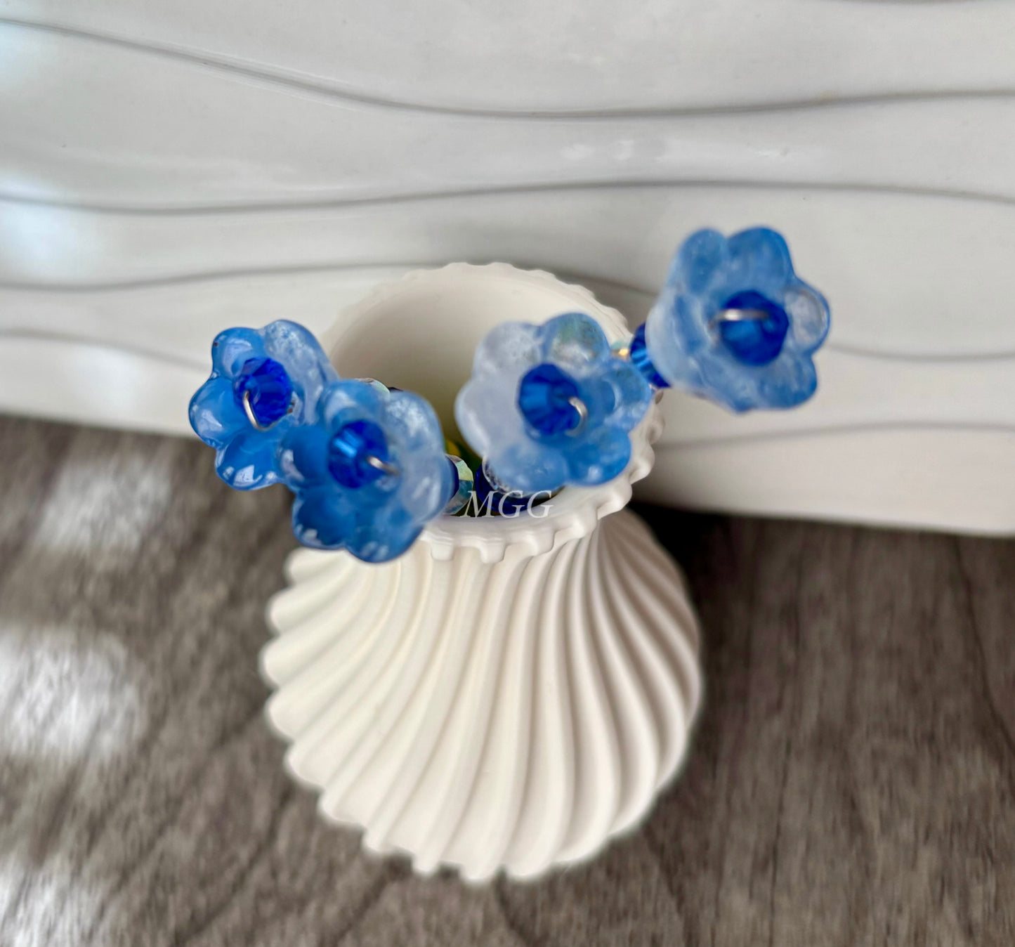 Blue/White Beaded Flowers