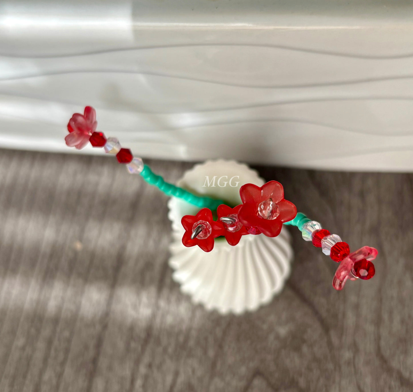 Small Red Blossom Beaded Flowers