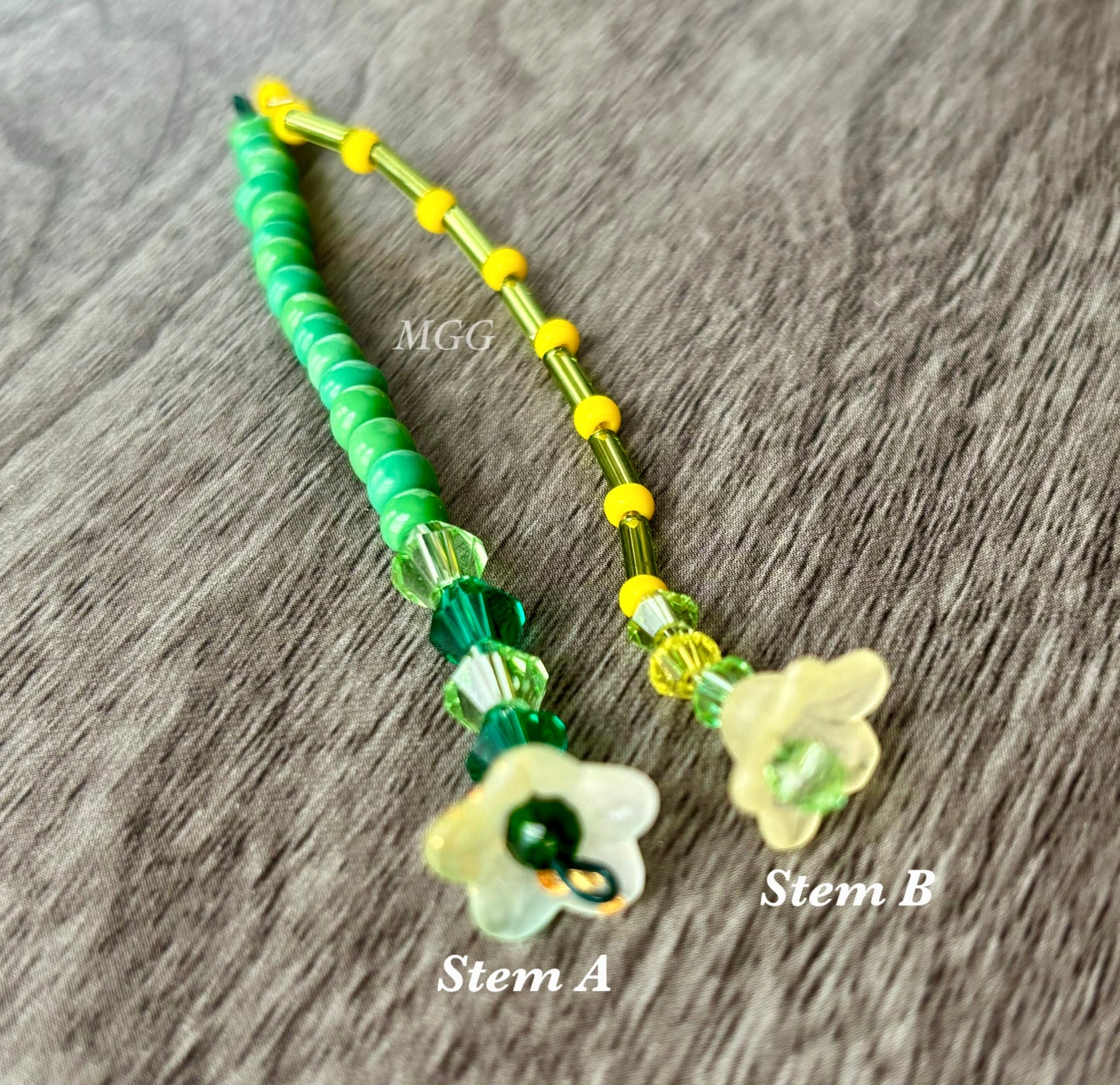 Grenn/Yellow Beaded Flowers
