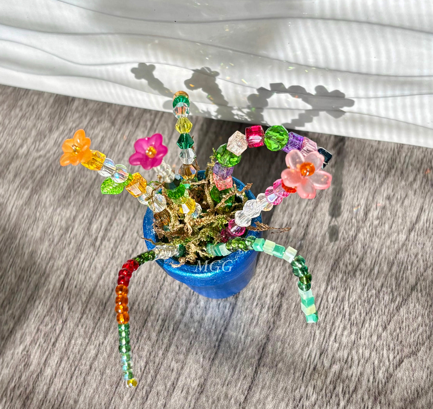 Colorful Blue Fairy Beaded Flowers