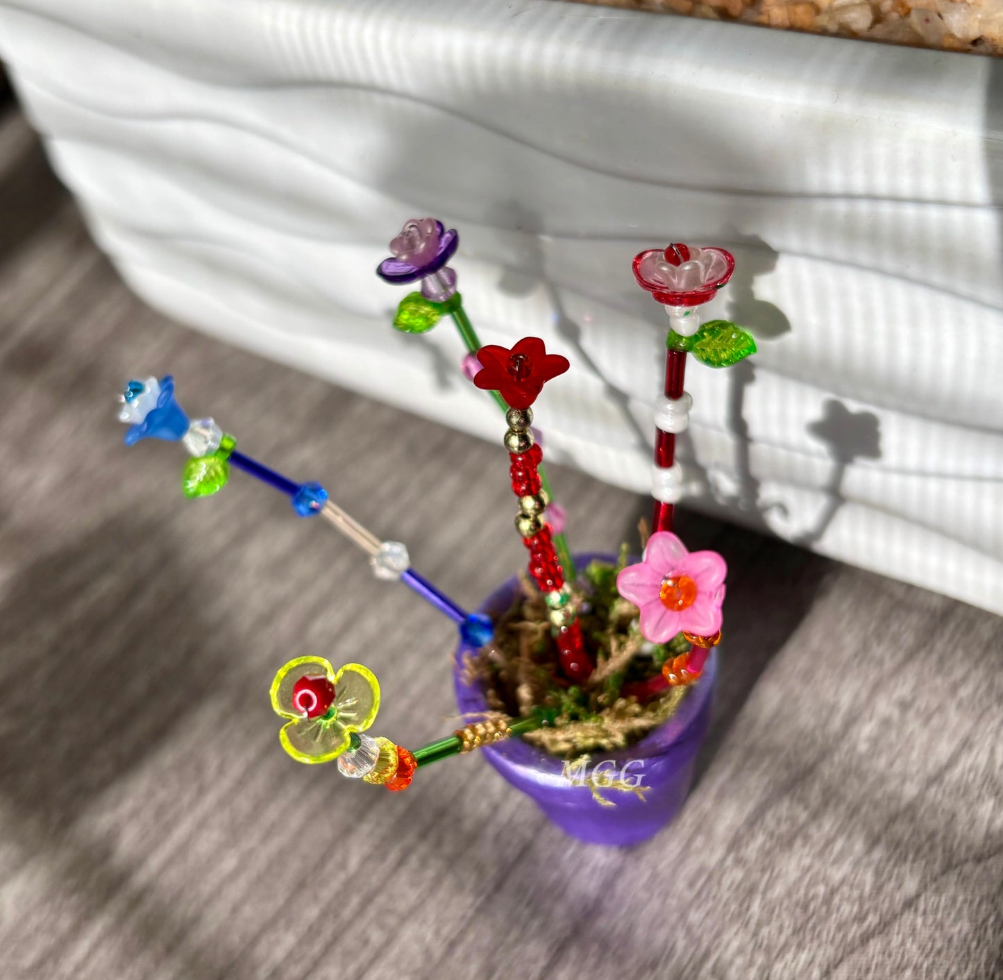 Darker Purple Fairy Beaded Flowers