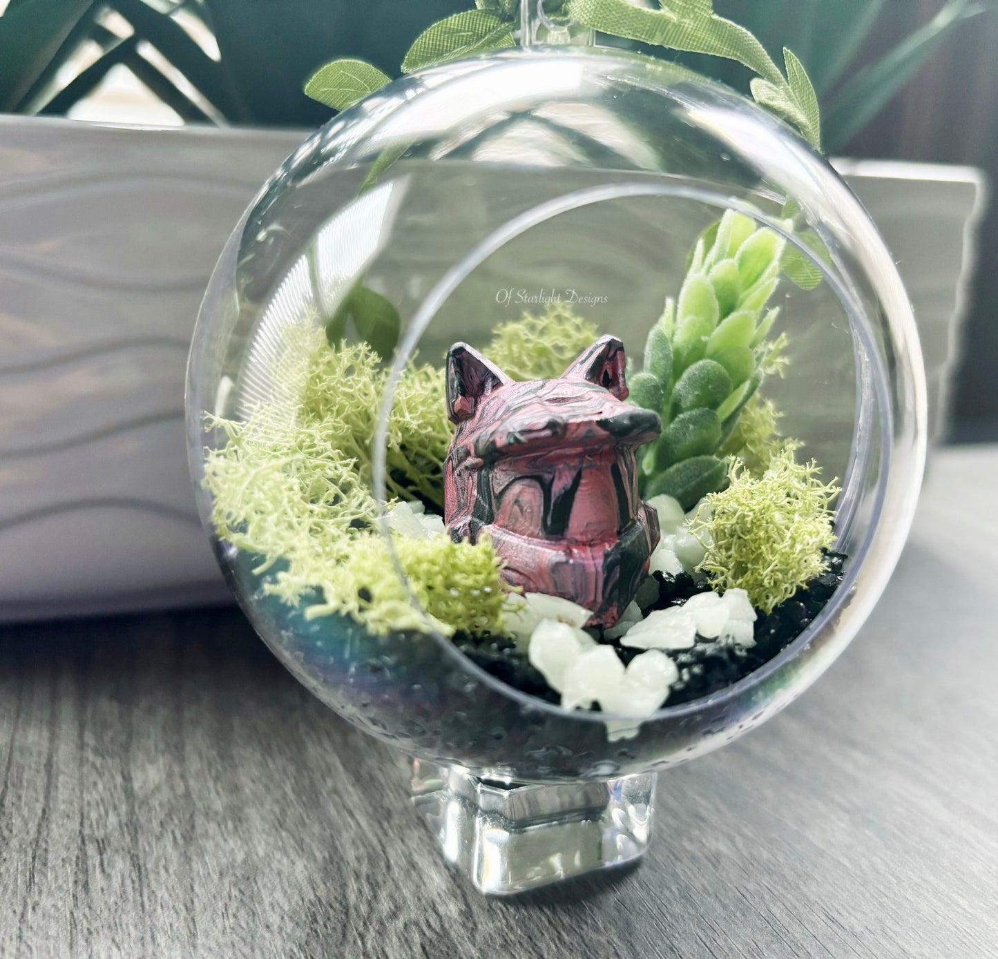 Pink Meownir Succulent Orb