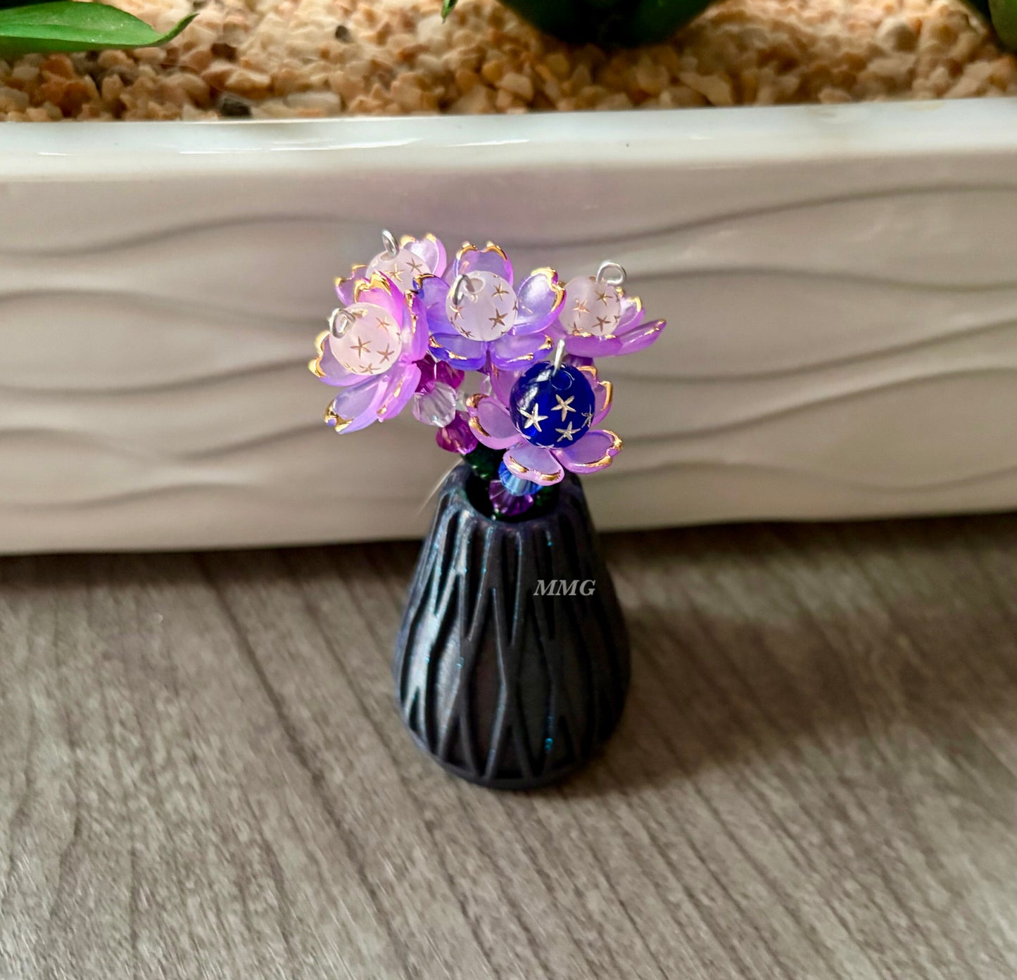 Purple Space Blossom Beaded Flowers