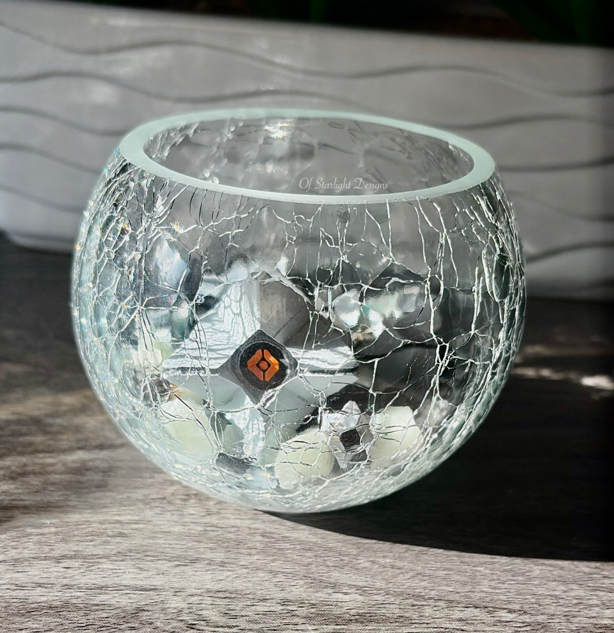 Crackled Glass Little Light Glass Orb
