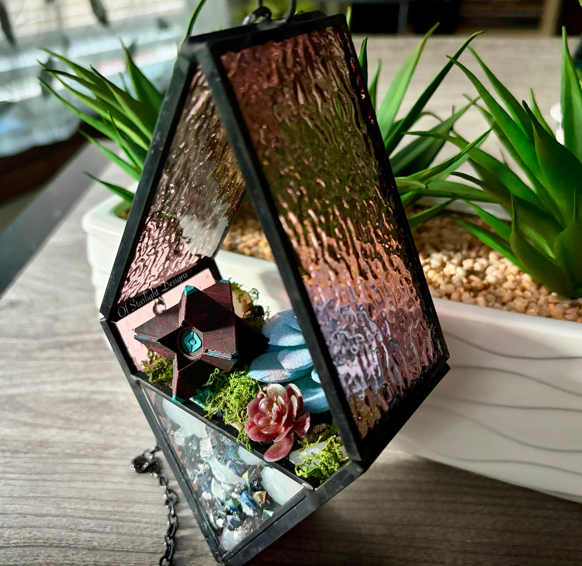 Hanging Stained Glass Little Light Terrarium