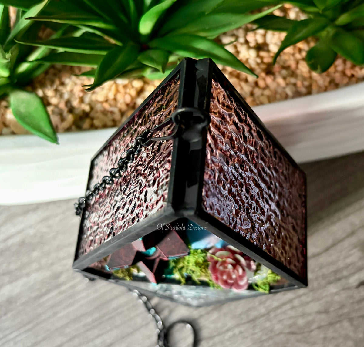 Hanging Stained Glass Little Light Terrarium