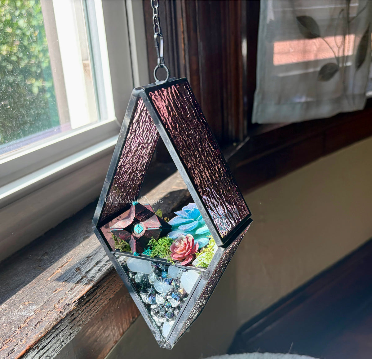 Hanging Stained Glass Little Light Terrarium