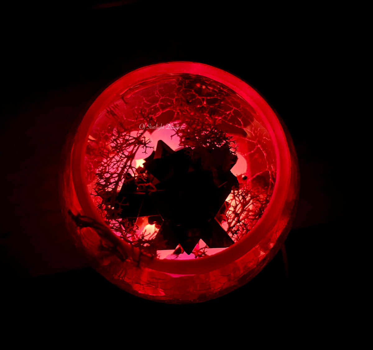 Red Crackled Glass Little Light Orb