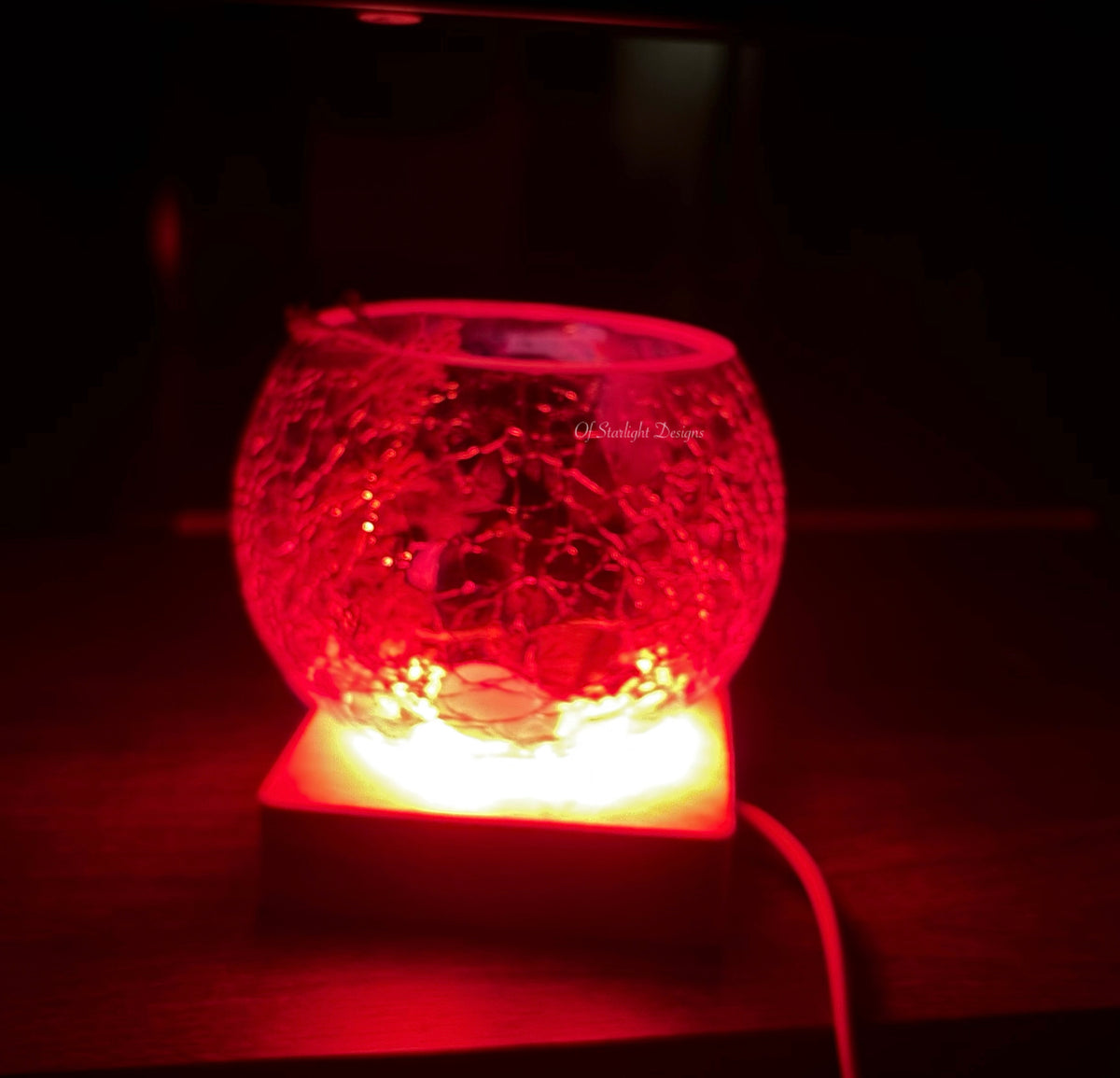 Red Crackled Glass Little Light Orb