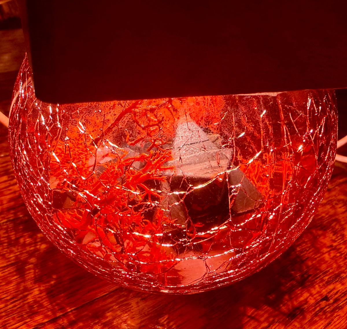 Red Crackled Glass Little Light Orb