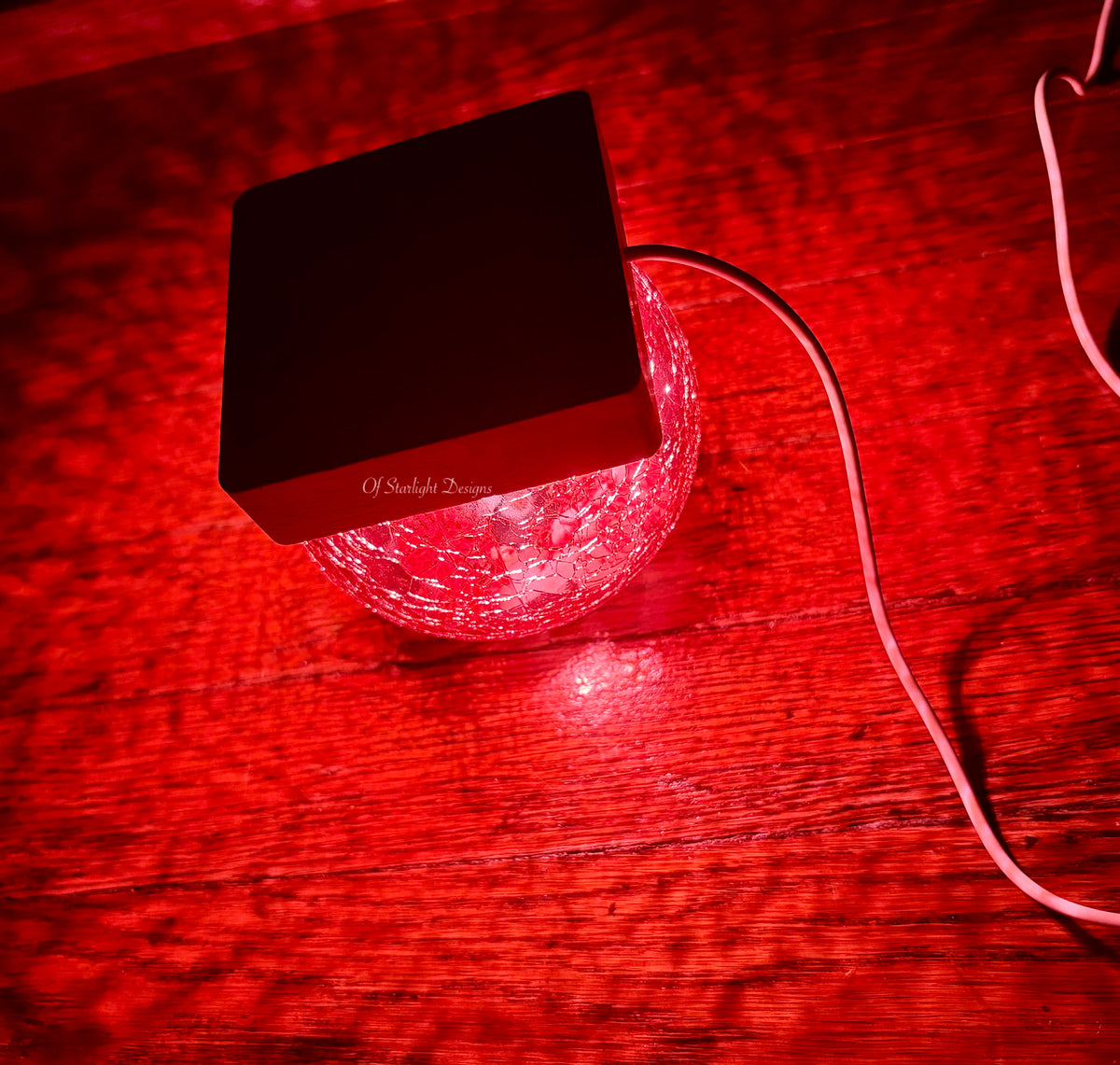 Red Crackled Glass Little Light Orb