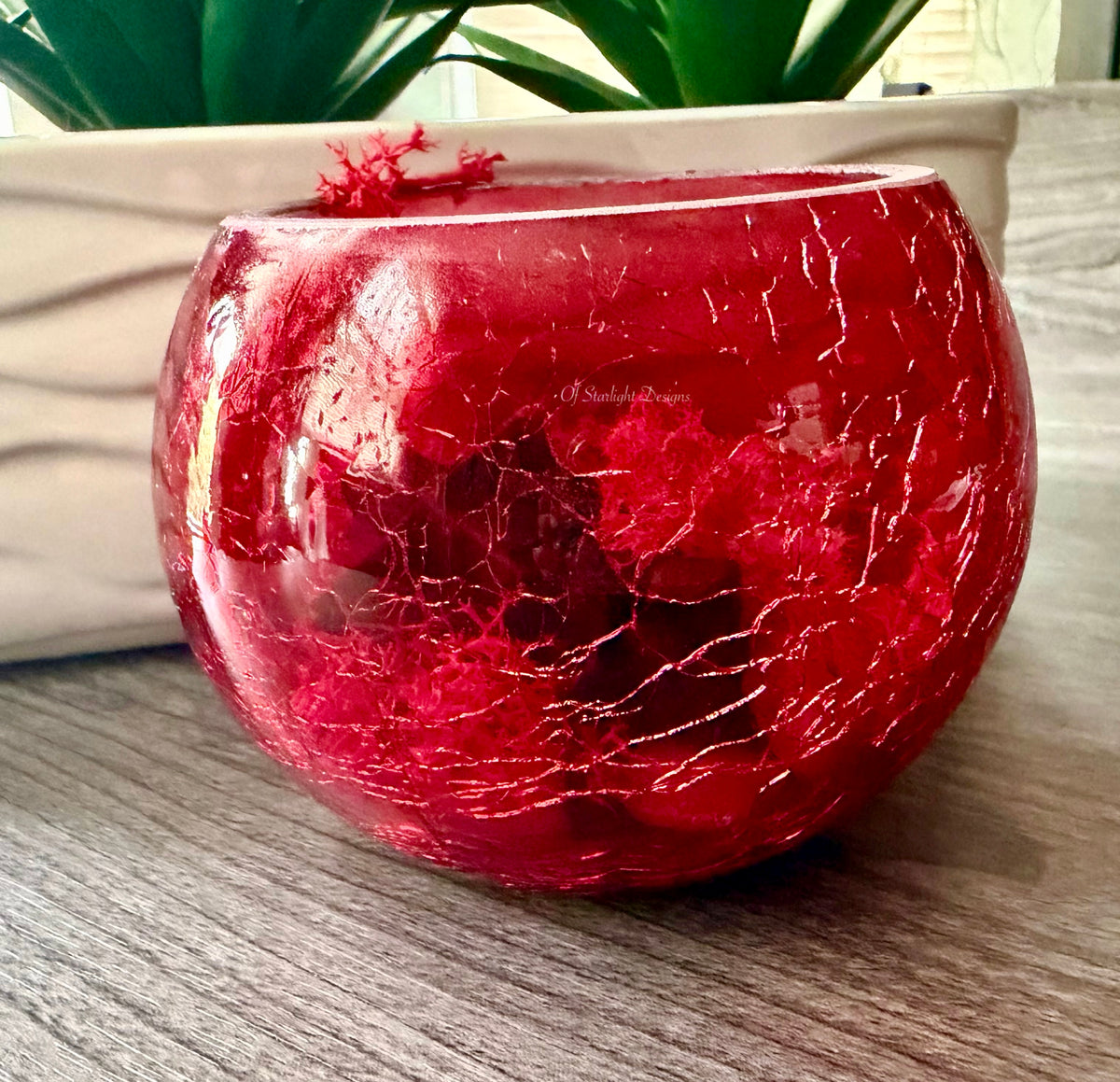 Red Crackled Glass Little Light Orb