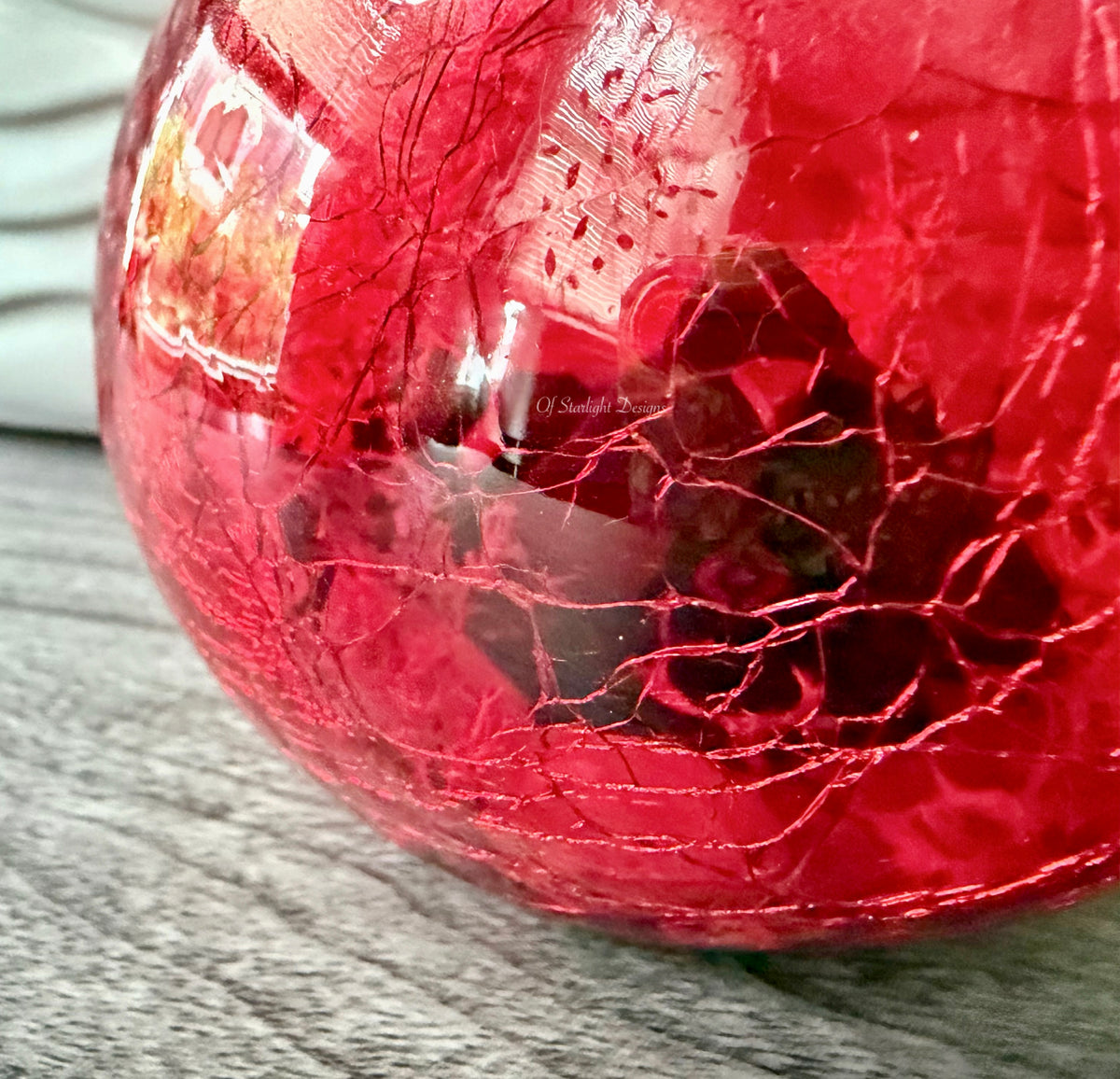 Red Crackled Glass Little Light Orb