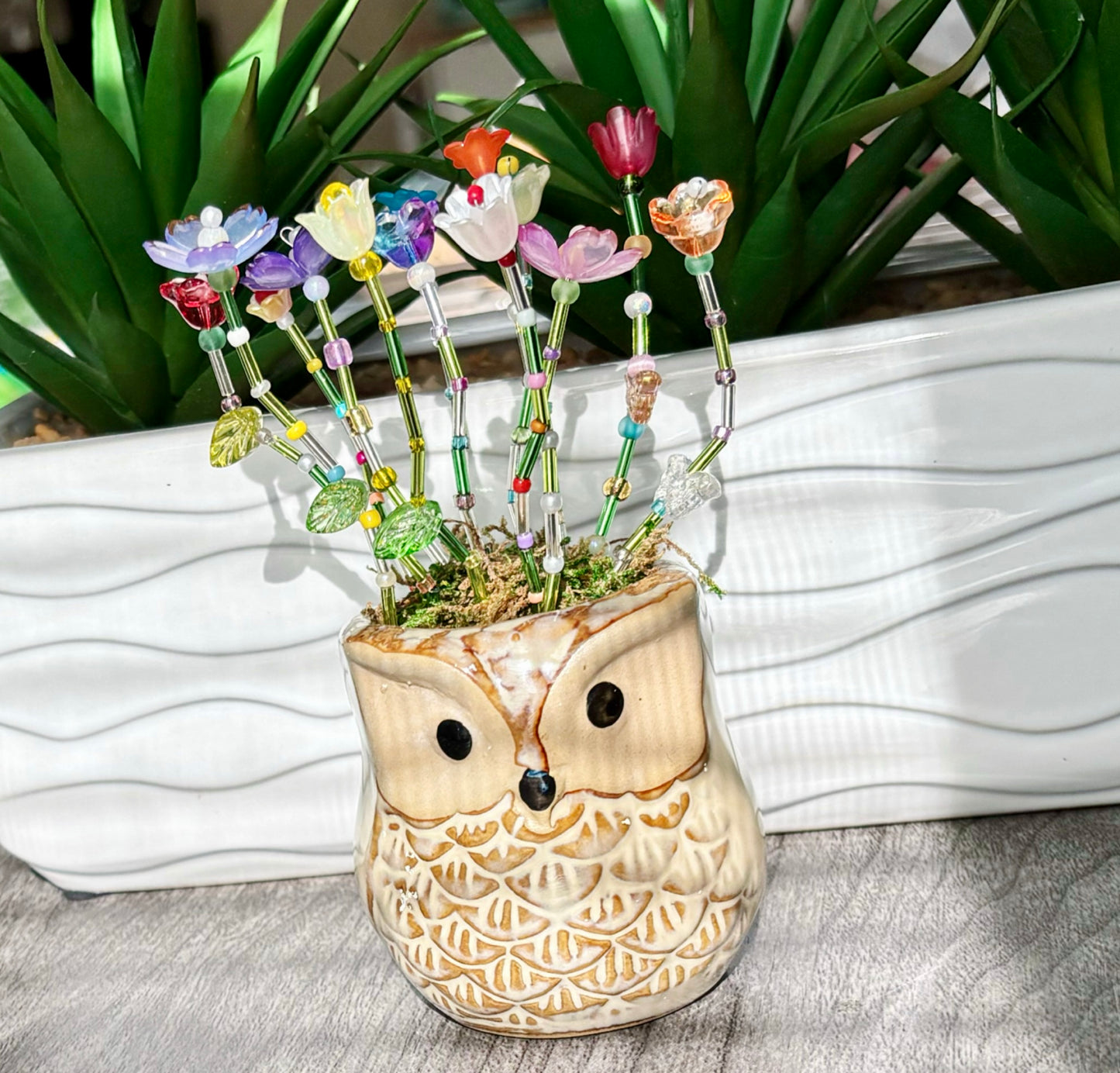 Owl Beaded Flowers