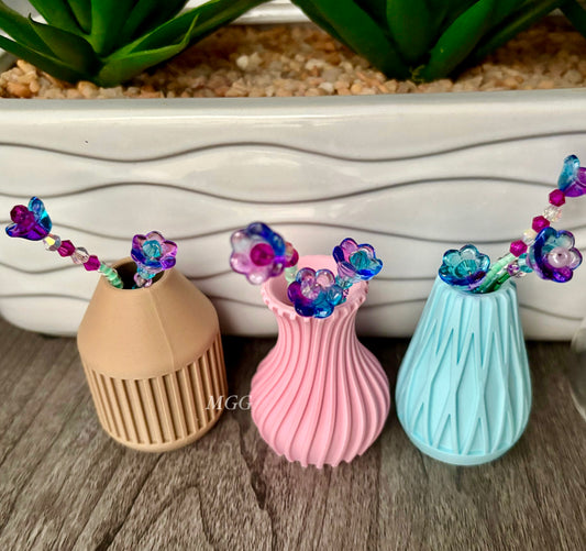 Purple/Blue Beaded Flowers