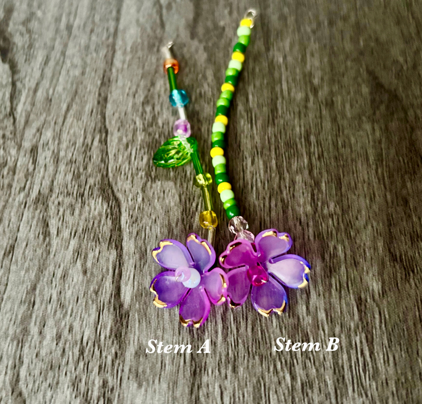 Purple Cherry Blossom Beaded Flowers