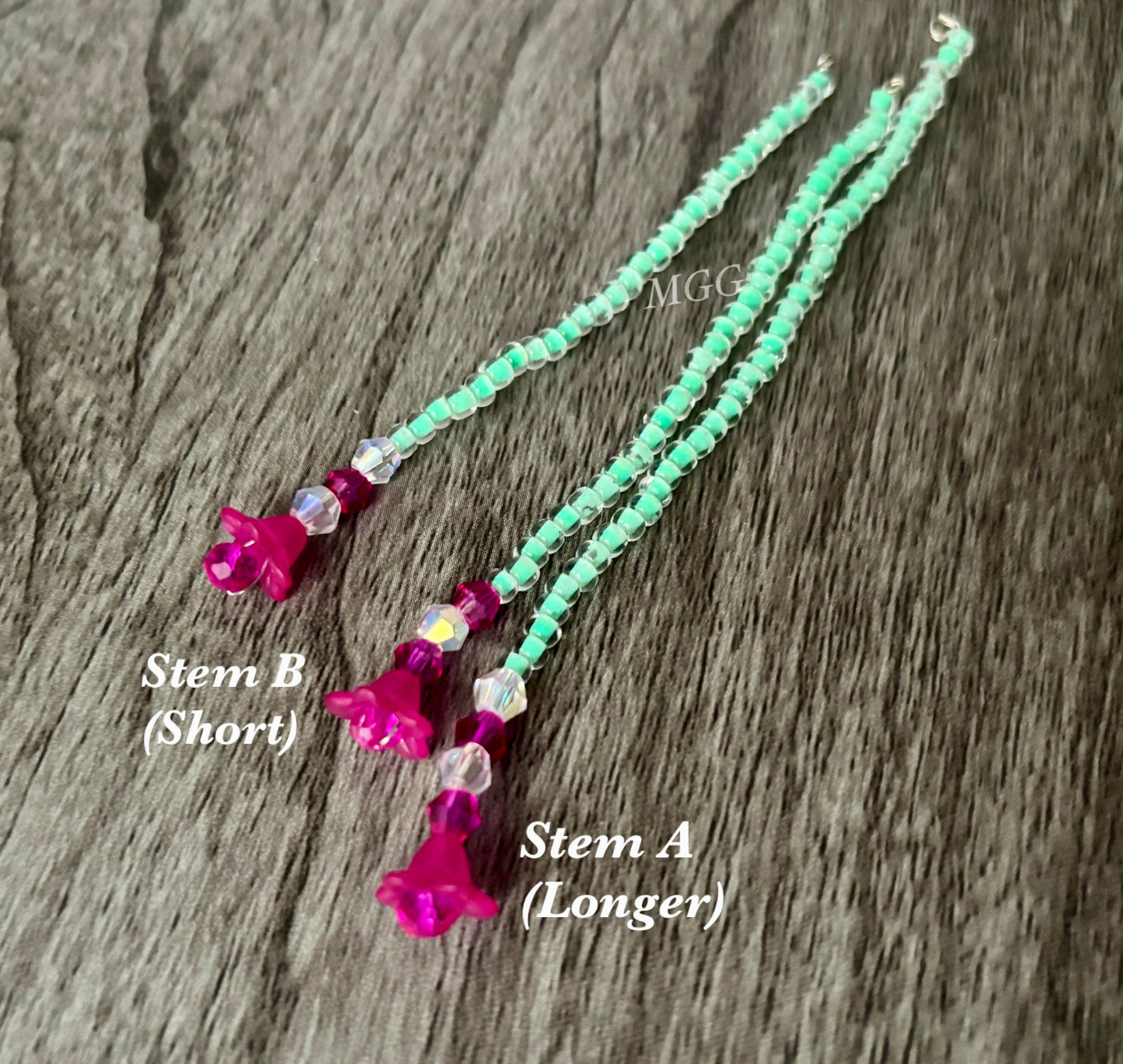 Dark Pink Beaded Flowers