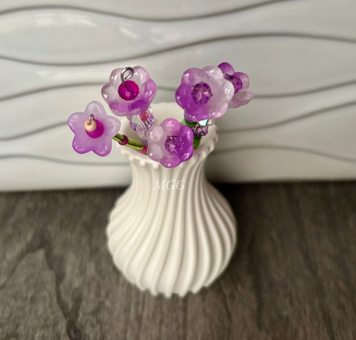 Purple/White Beaded Flowers
