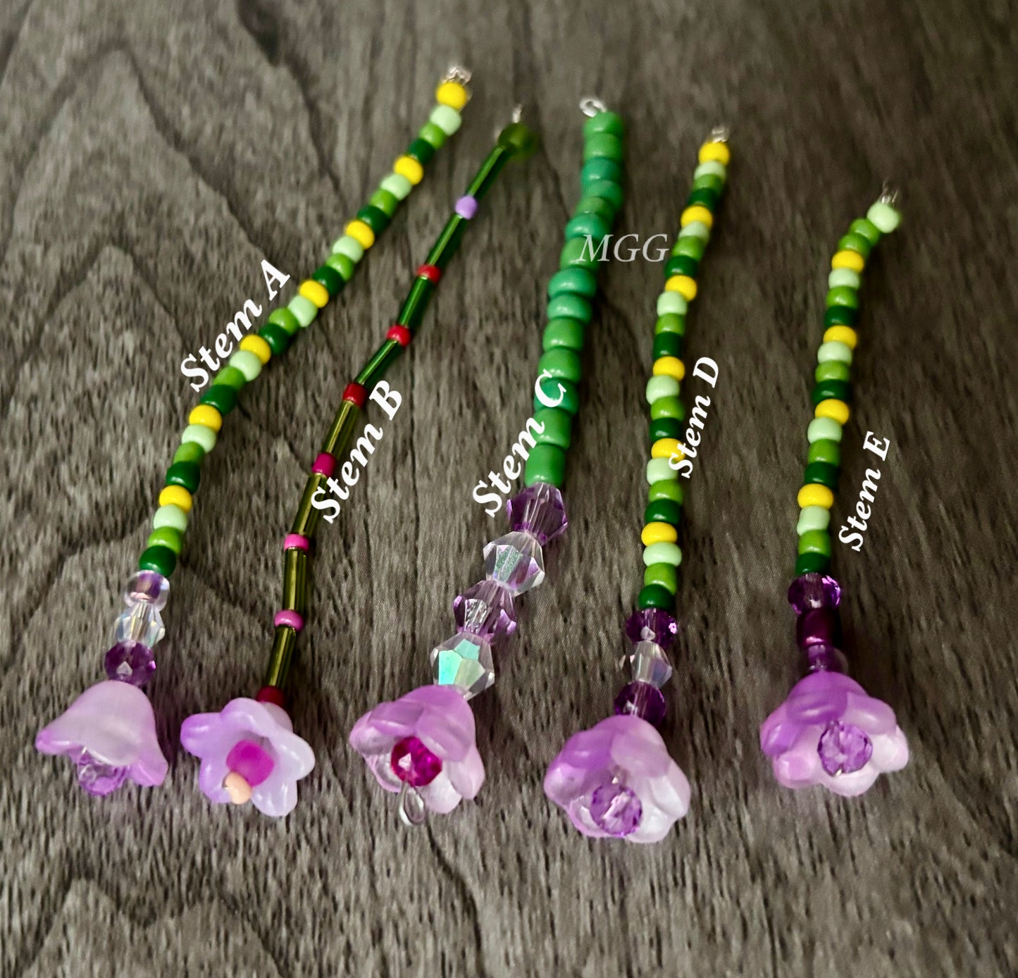 Purple/White Beaded Flowers
