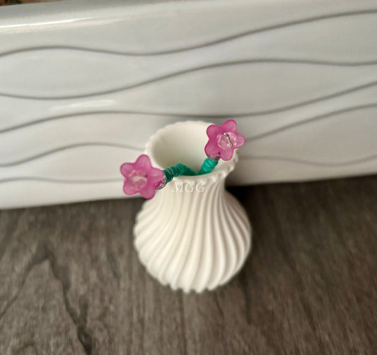 Pink Beaded Flowers Teal Stem