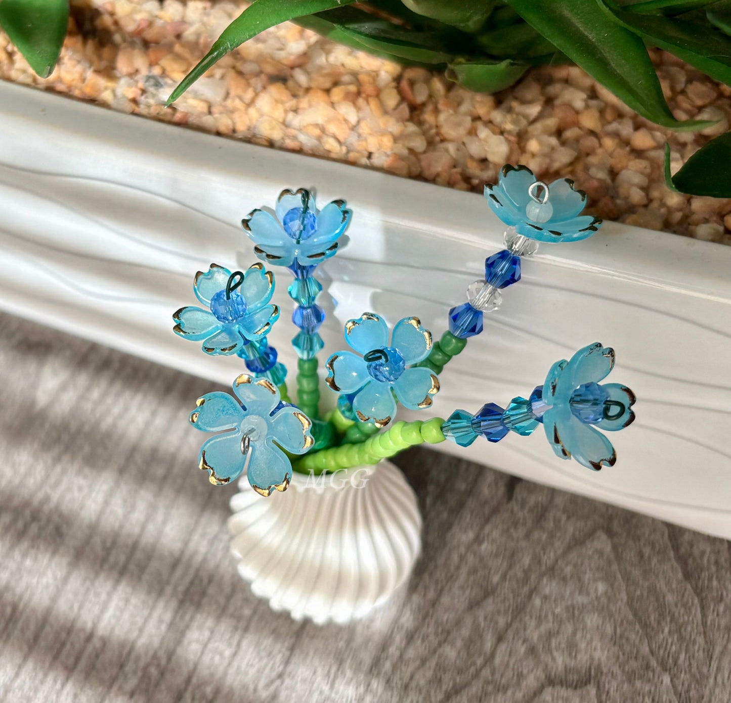 Blue Blossom Beaded Flowers
