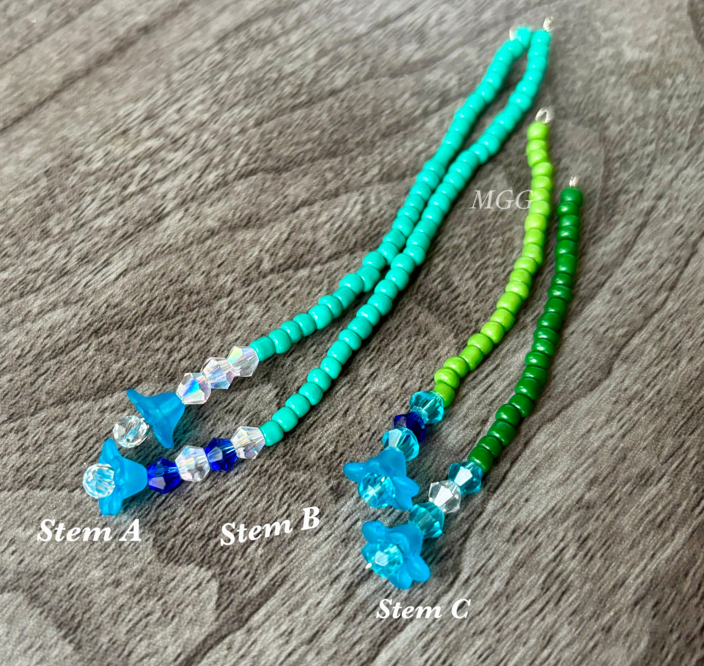 Bright Blue Beaded Flowers