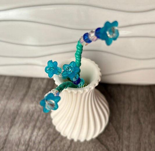 Bright Blue Beaded Flowers
