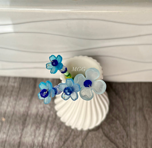 Small Blue Blossom Beaded Flowers