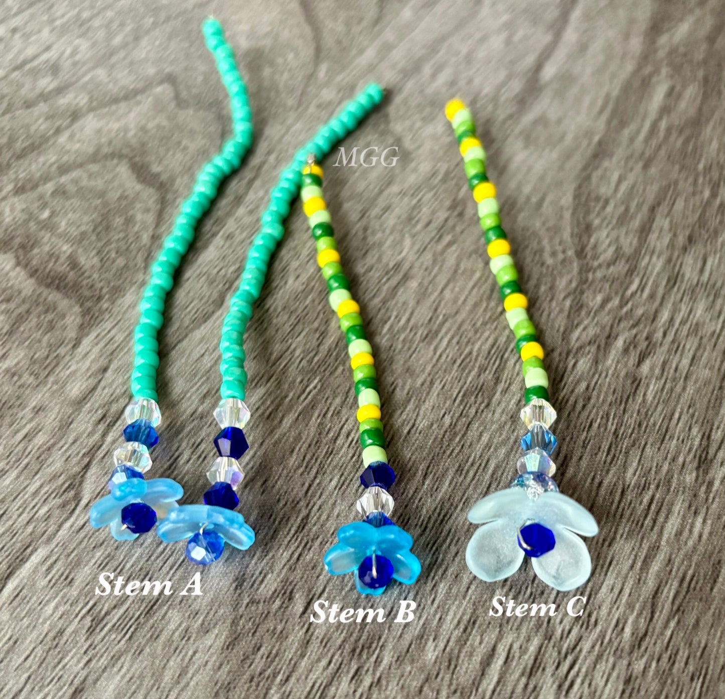 Small Blue Blossom Beaded Flowers