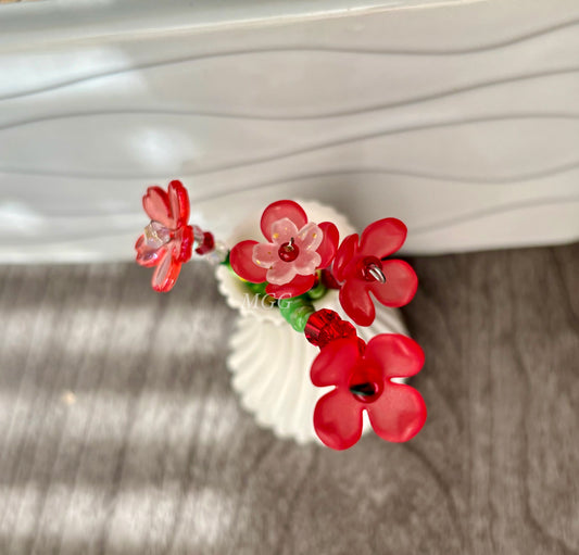 Red Blossom Beaded Flowers