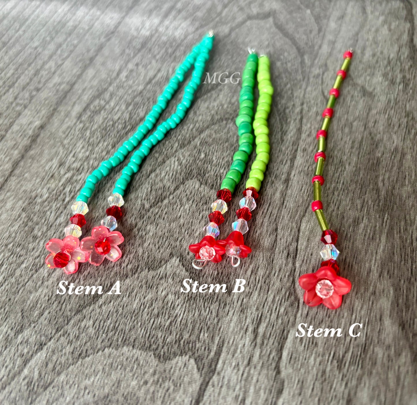 Small Red Blossom Beaded Flowers