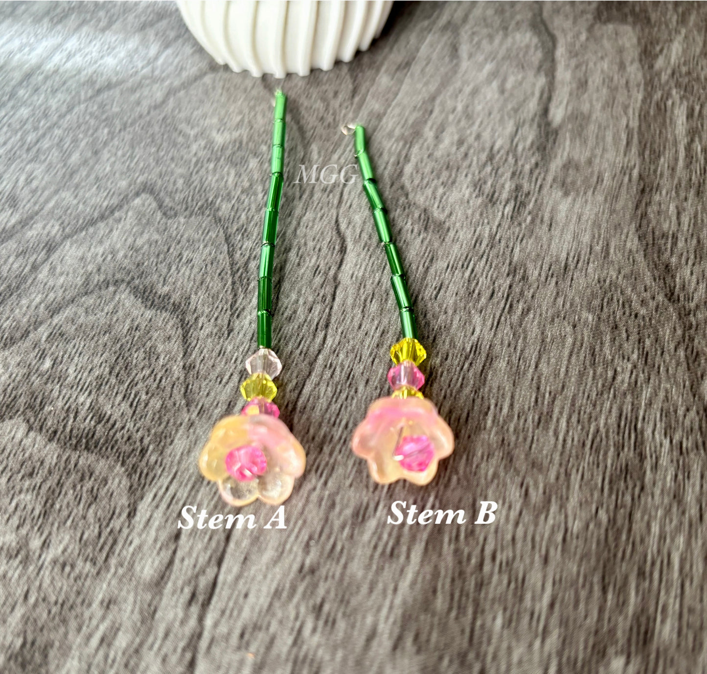 Pink/Yellow Beaded Flowers