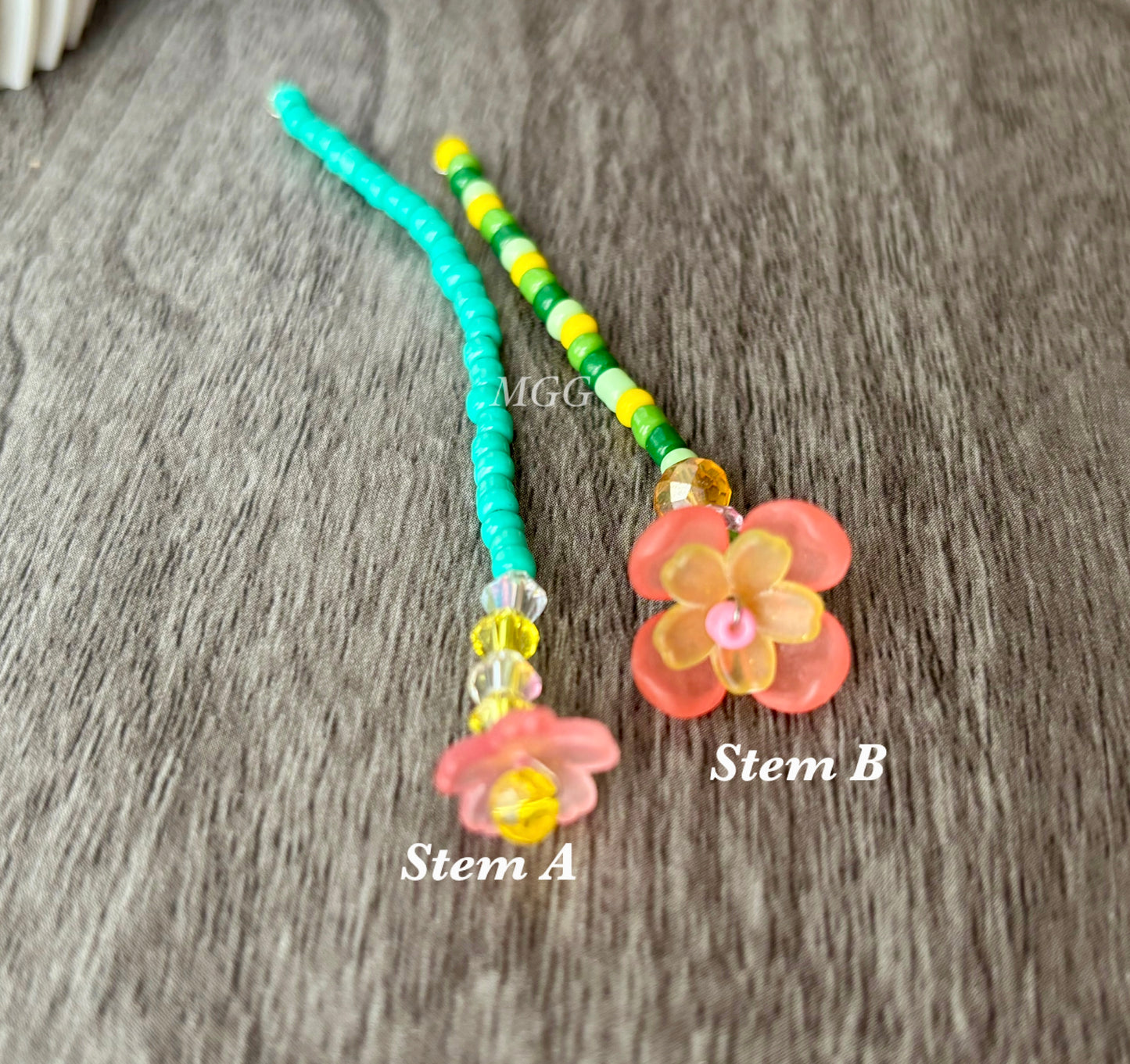 Pink/Yellow Blossom Beaded Flowers