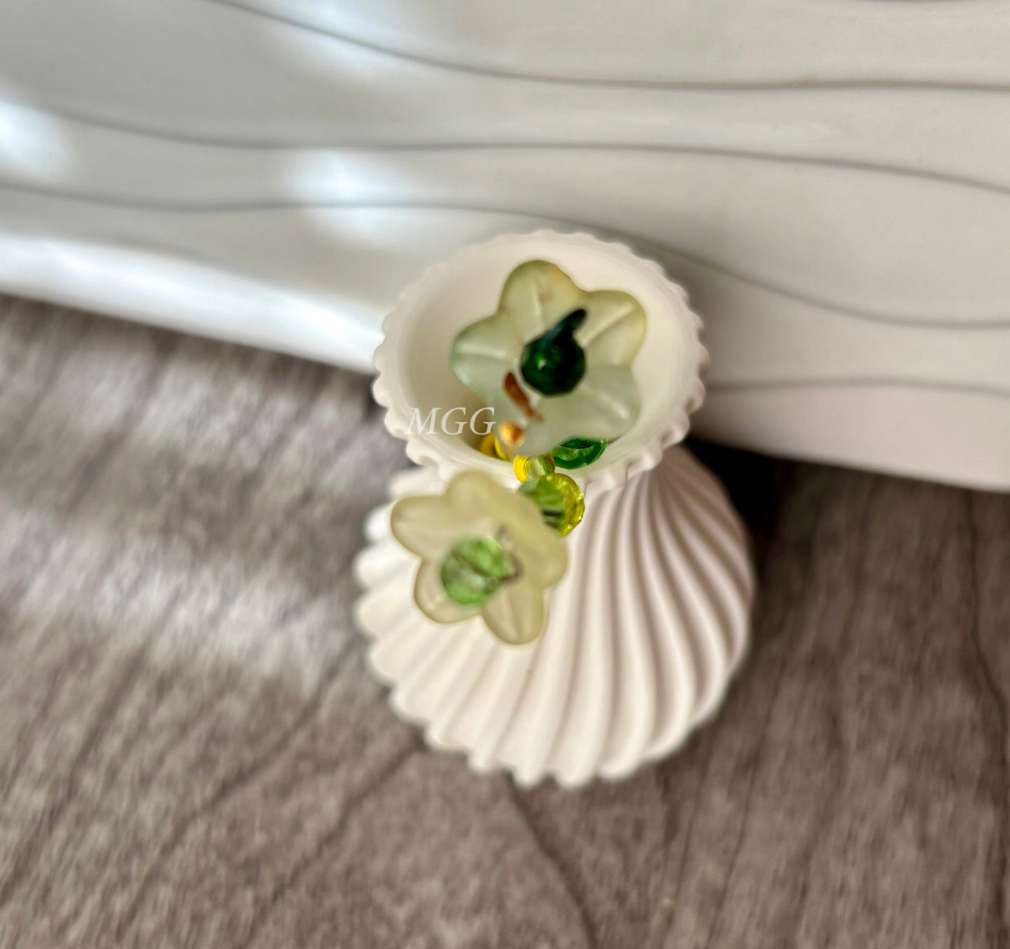Grenn/Yellow Beaded Flowers