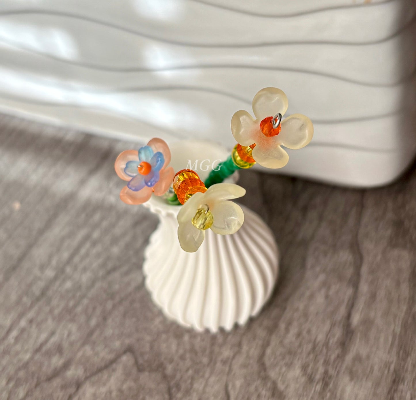 Yellow/Peach Blossom Beaded Flowers