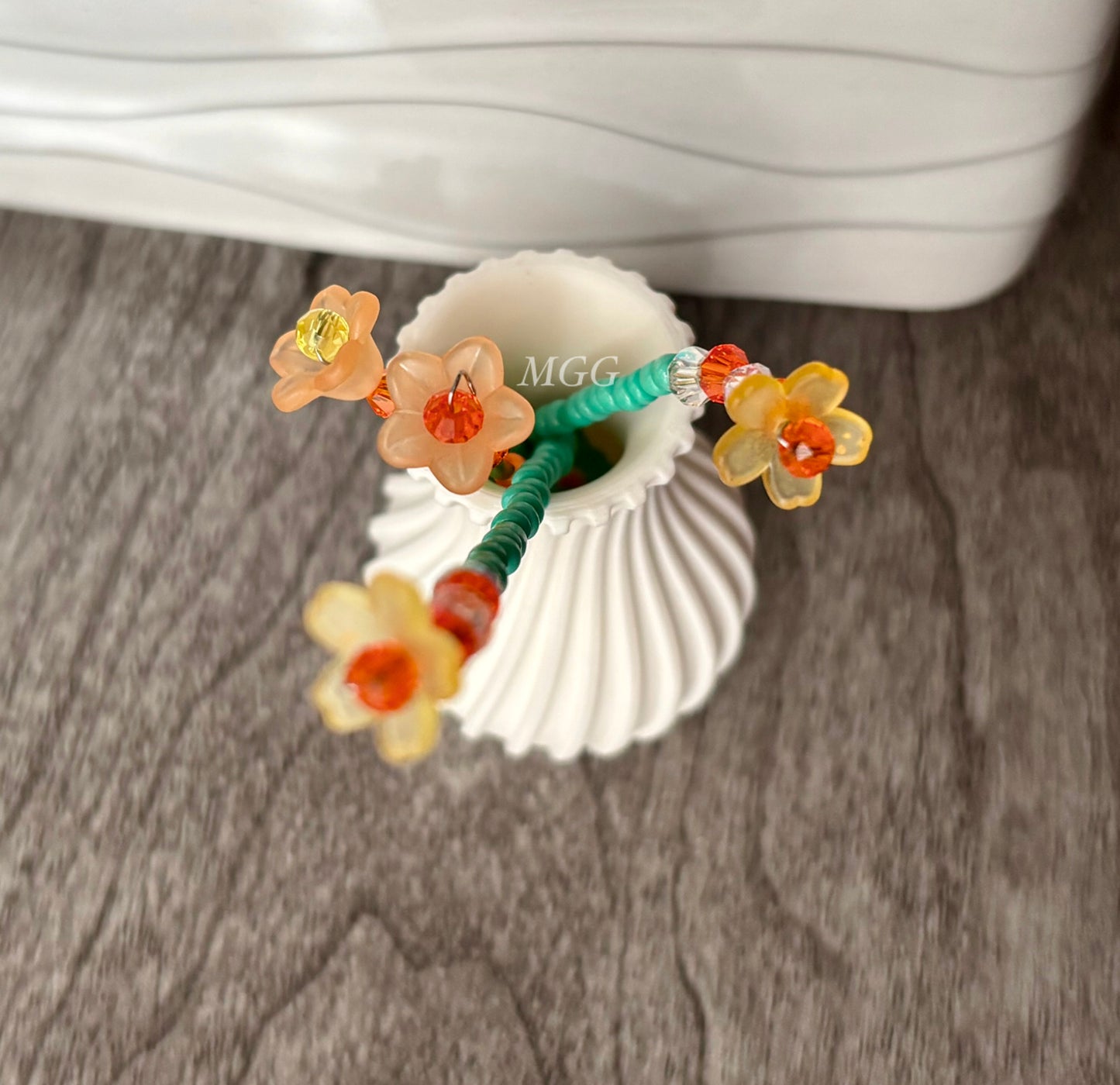 Light Yellow/Orange Beaded Flowers