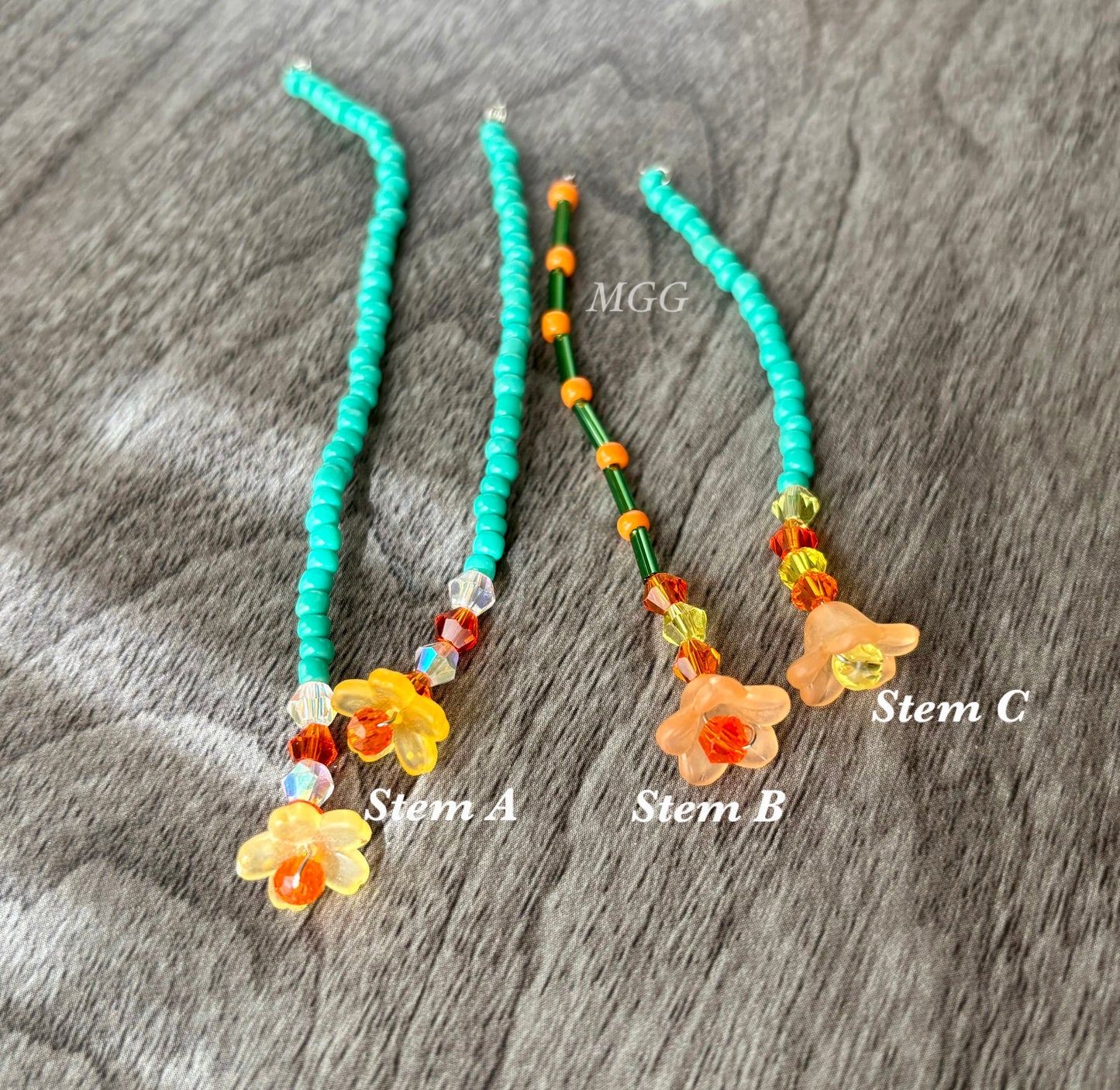 Light Yellow/Orange Beaded Flowers