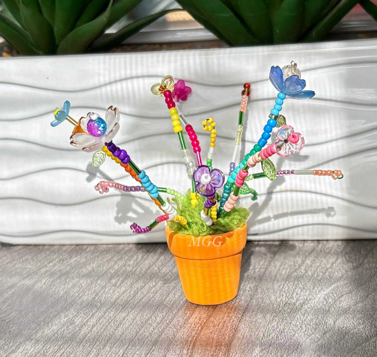Orange Fairy Beaded Flowers