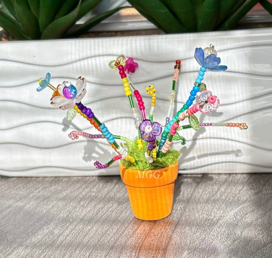 Orange Fairy Beaded Flowers