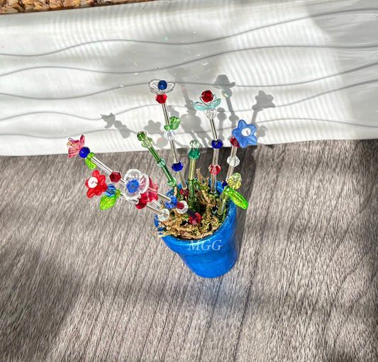 Blue Fairy Beaded Flowers