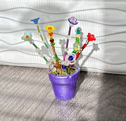 Purple Fairy Beaded Flowers