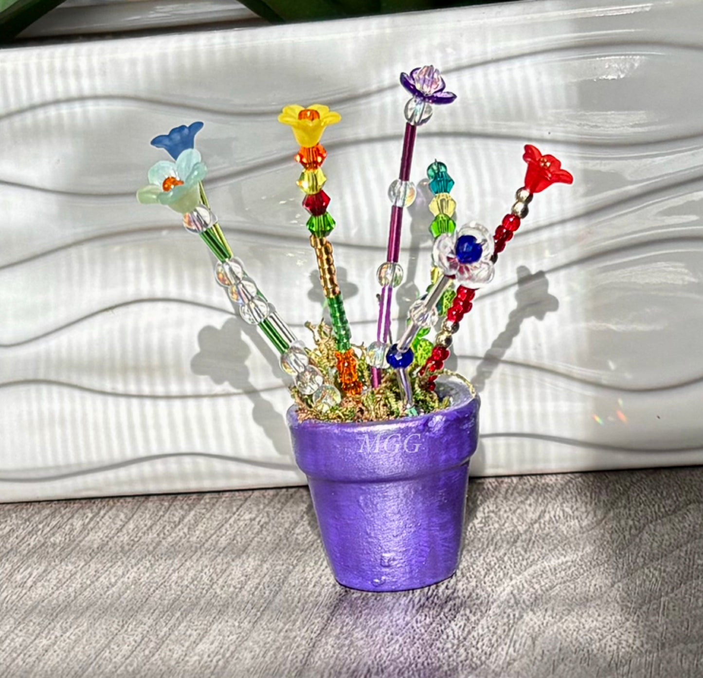 Purple Fairy Beaded Flowers