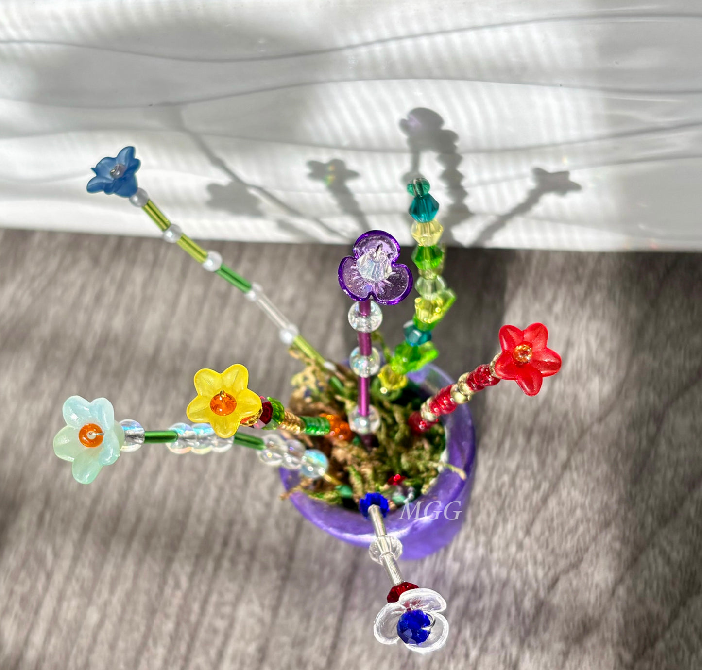 Purple Fairy Beaded Flowers