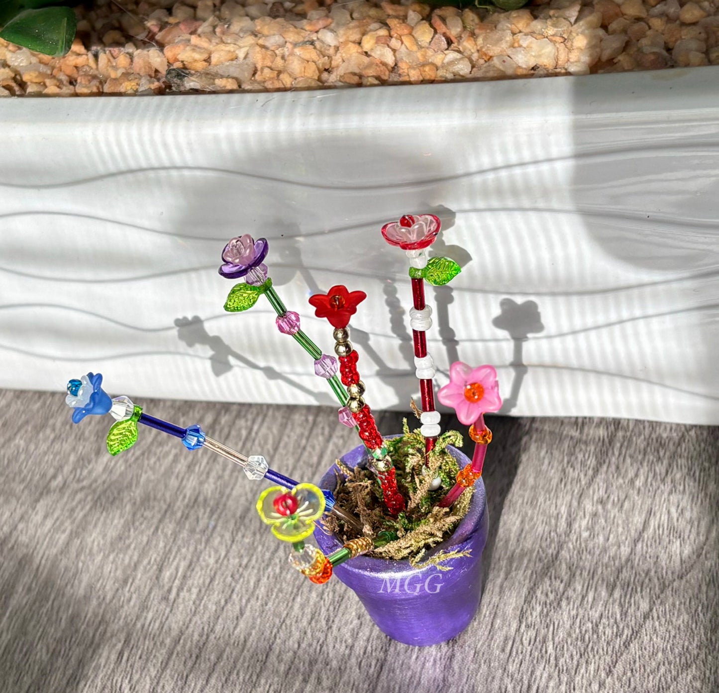 Darker Purple Fairy Beaded Flowers