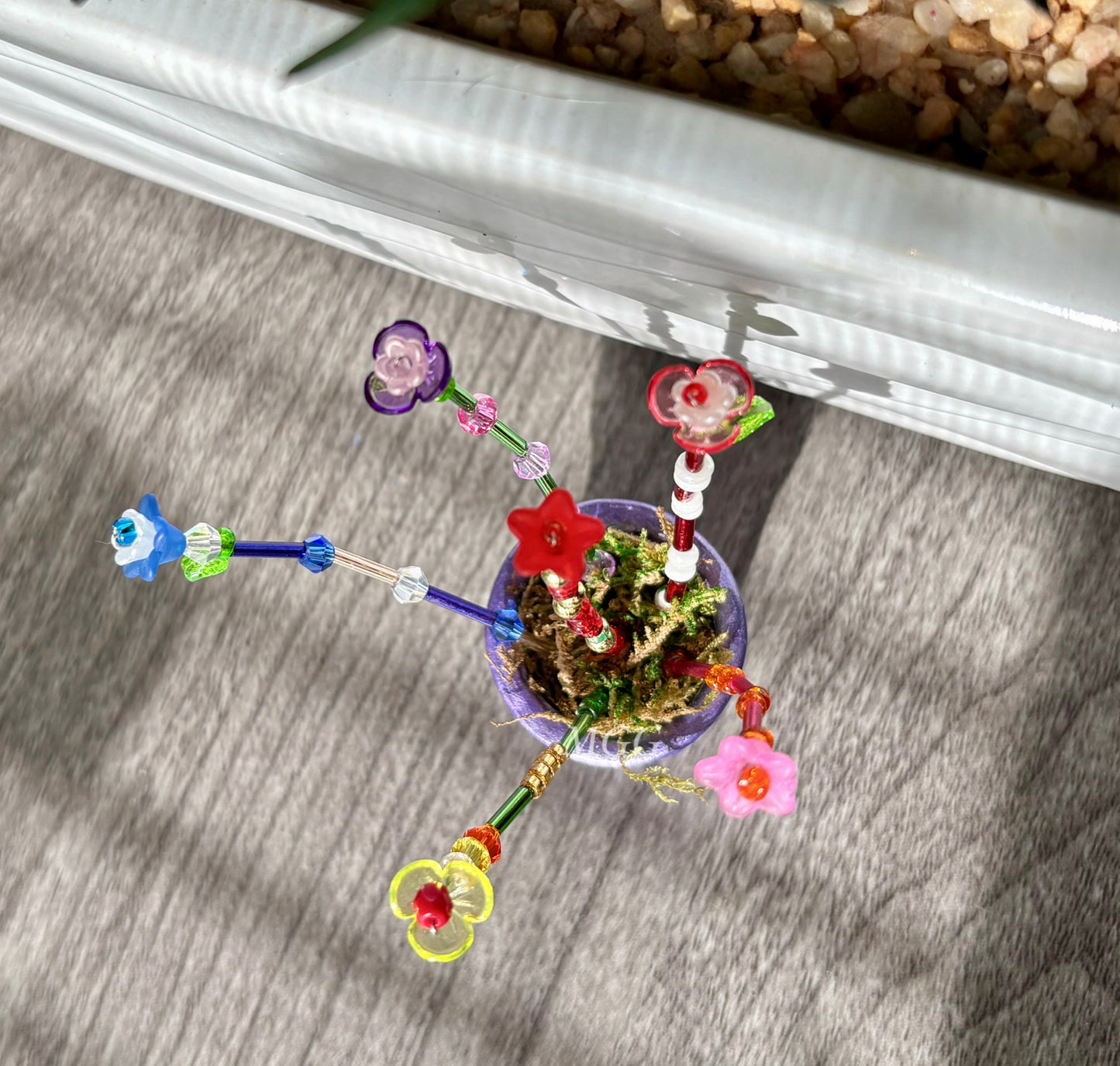 Darker Purple Fairy Beaded Flowers